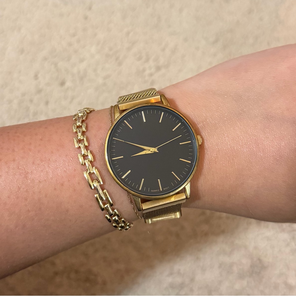 Gold Watch With Black Dial